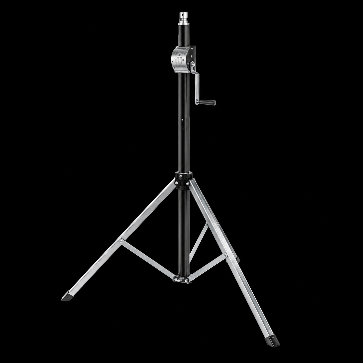 Showgear Basic 2800 Kurbelstativ auf schwarzem Hintergrund